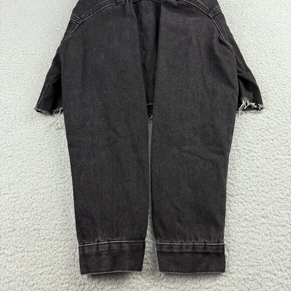 Guess Jacket Womens Small S Black Denim Colbie Sherpa Collar Cutoff Cropped Jean - Picture 8 of 10